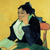 L'Arlésienne : Madame Ginoux met boeken | Van Gogh | Olieverf op linnen, 91,4 x 73,7 cm 